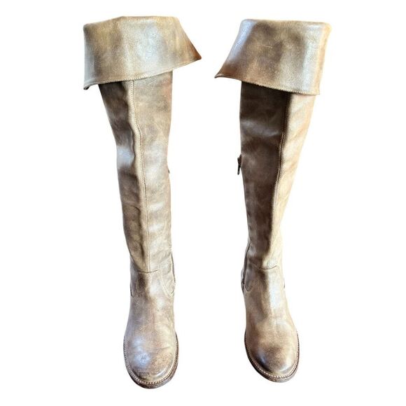 Frye SHIRLEY Distressed Grain Leather OVER THE KNEE Boots Women 9B - Picture 8 of 10